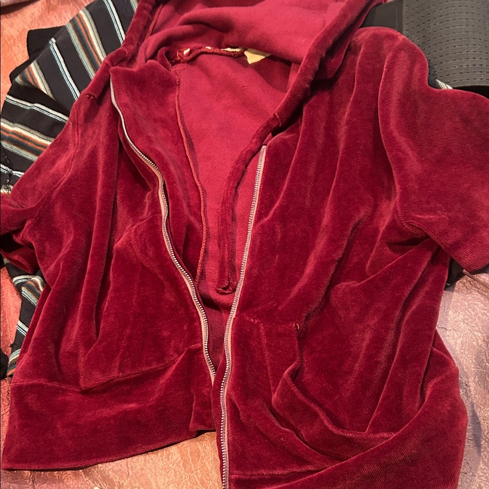 Short sleeve Velvet Red Women's Hoodie